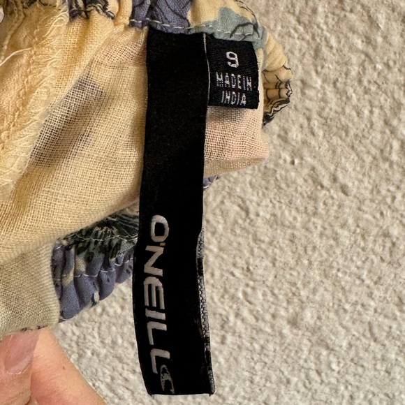 O’Neill Floral Button Down Strapless Mini Dress Cream Blue Purple Women’s Size M - Picture 8 of 9